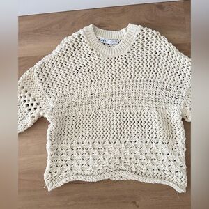 Zara Cream Textured Knit Women's Sweater